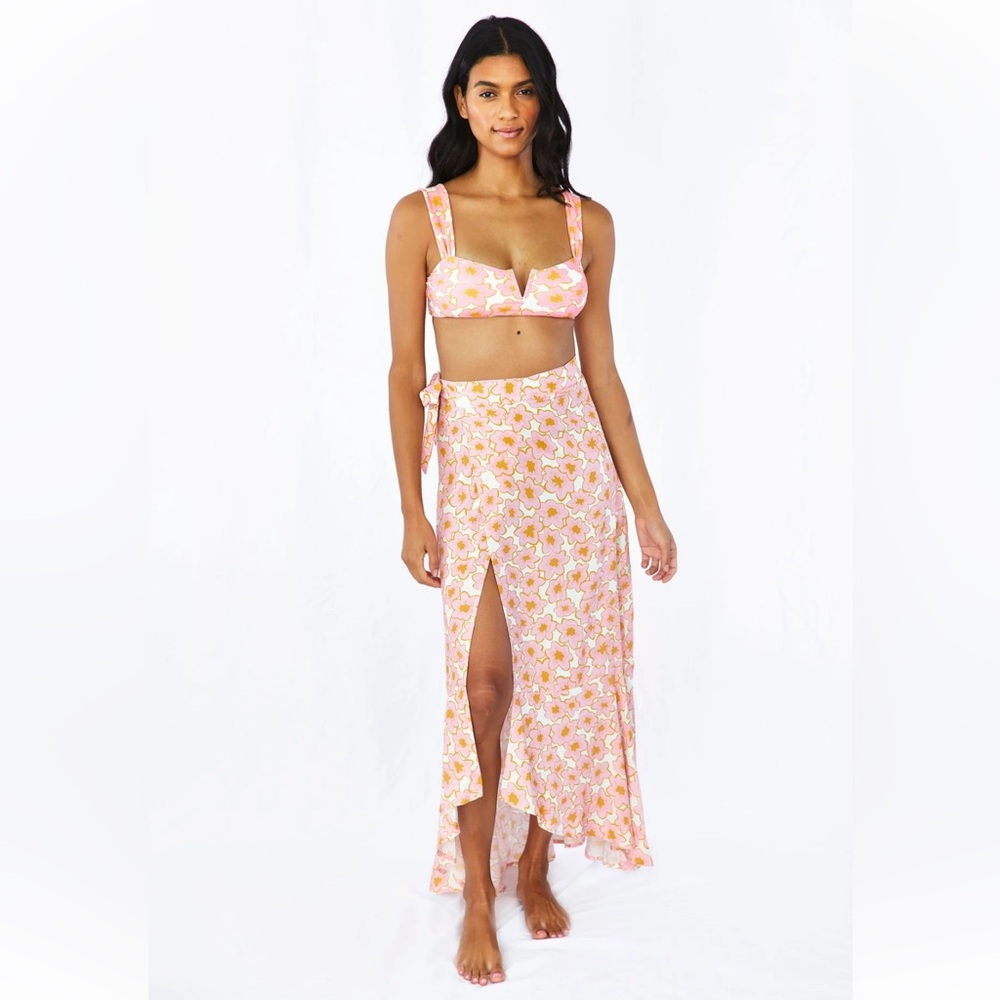 NWT Citrine swim free people anthro Tate skirt in coral floral